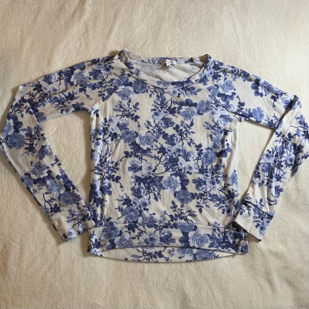 Delia's: Ivory and Blue Long-Sleeve Sweater With Flowers